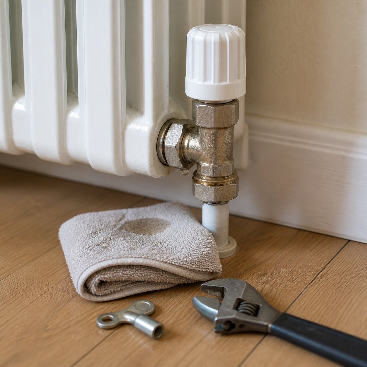 Radiateur et son robinet thermostatique, fuite de chauffage